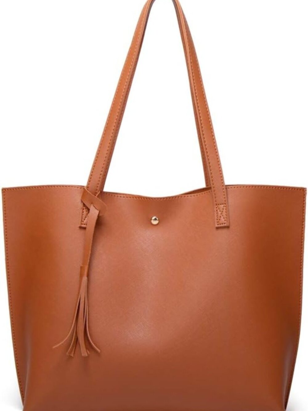 Stylish Women's Soft Faux Leather Tote Bag - Large Capacity with Tassel Detail